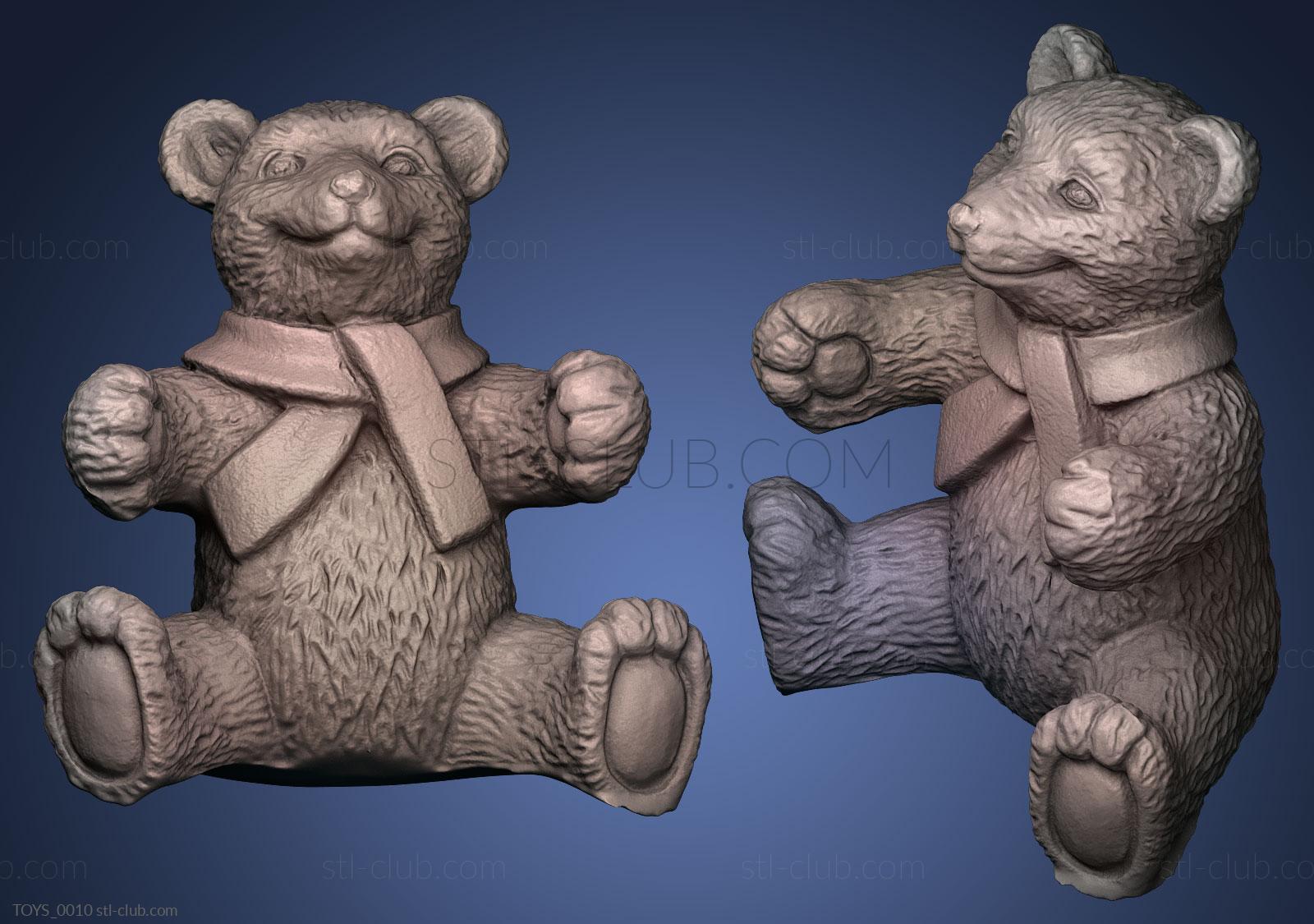 Медведь с шарфиком, Игрушки 3D модель для ЧПУ: STL / MAX (obj)